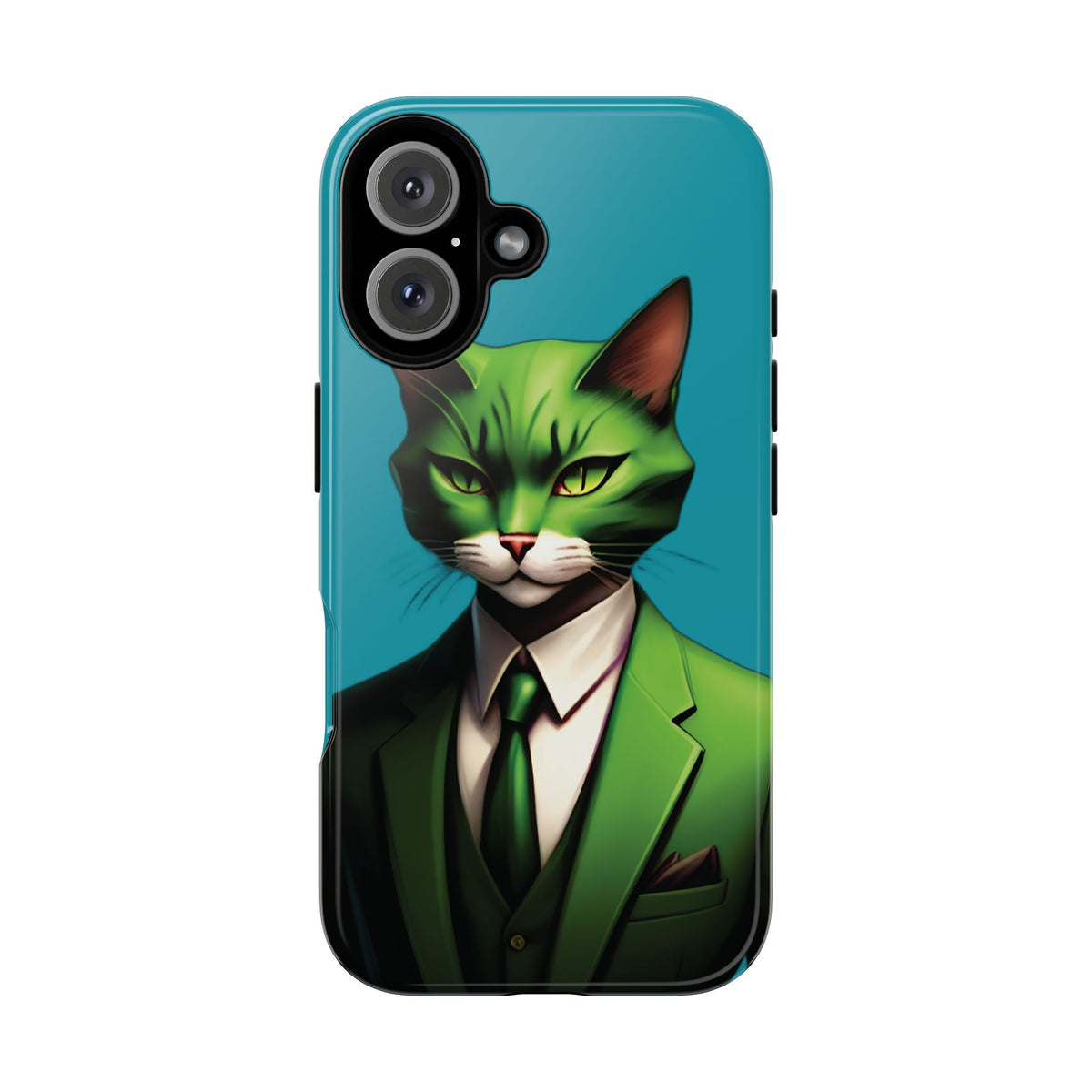 Husă Iphone 16 GREEN SUIT CAT